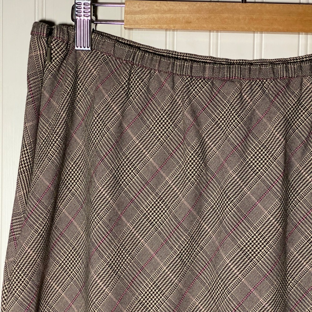 Vintage Academia Brown Plaid Midaxi Skirt Embroidered Autumnal Preppy - 14 - Picture 12 of 12